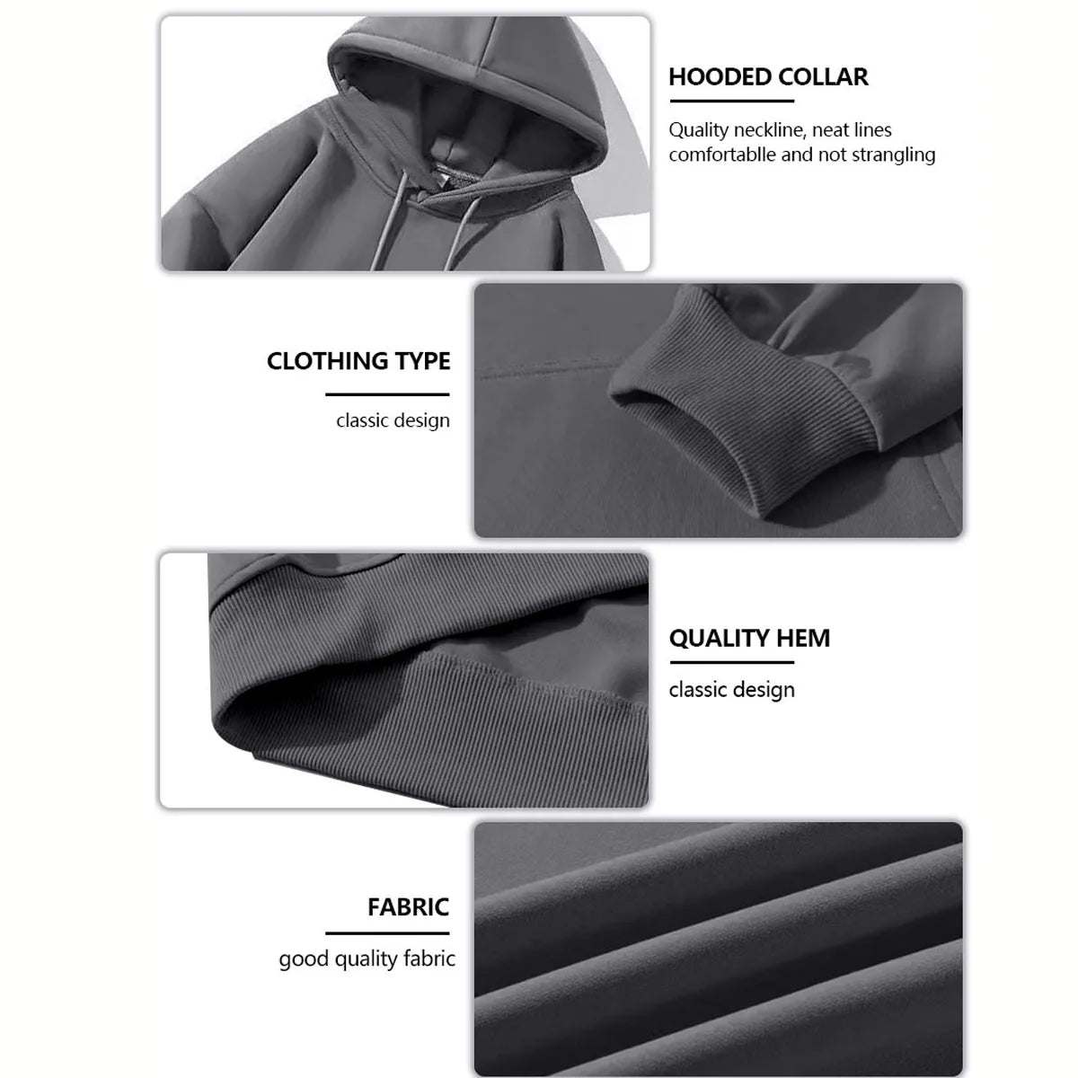 270g Heavyweight Hooded Sweatshirt for All Seasons Casual Wear