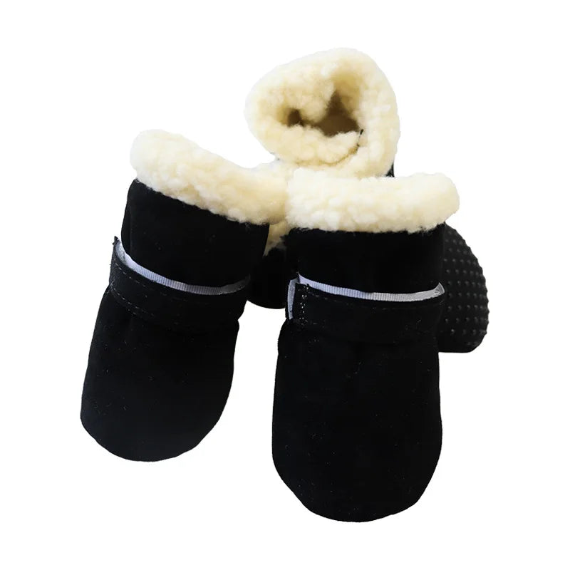 Winter Dog Boots 4Pcs Set Windproof Non Slip Small Dogs