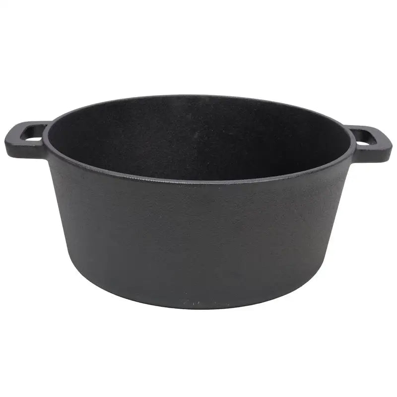 2 In 1 Preseasoned Cast Iron Dutch Oven 5 Qt Dual Handles