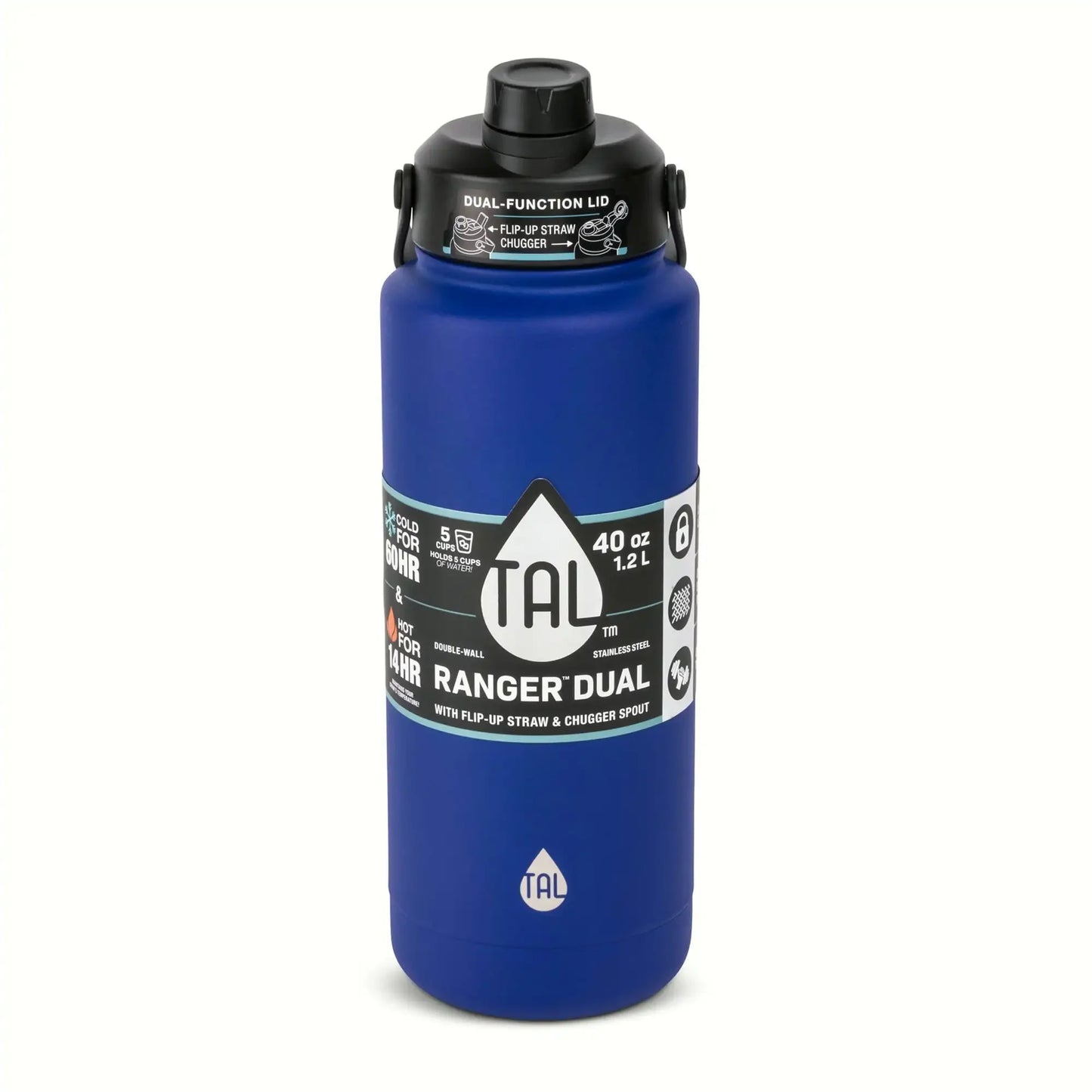 TAL Stainless Steel Ranger Dual 40oz Water Bottle Blue