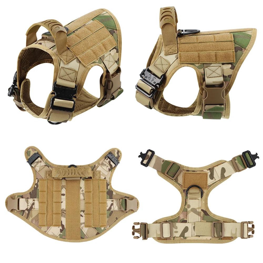 Adjustable Military Dog Harness Leash Collar Set for Training