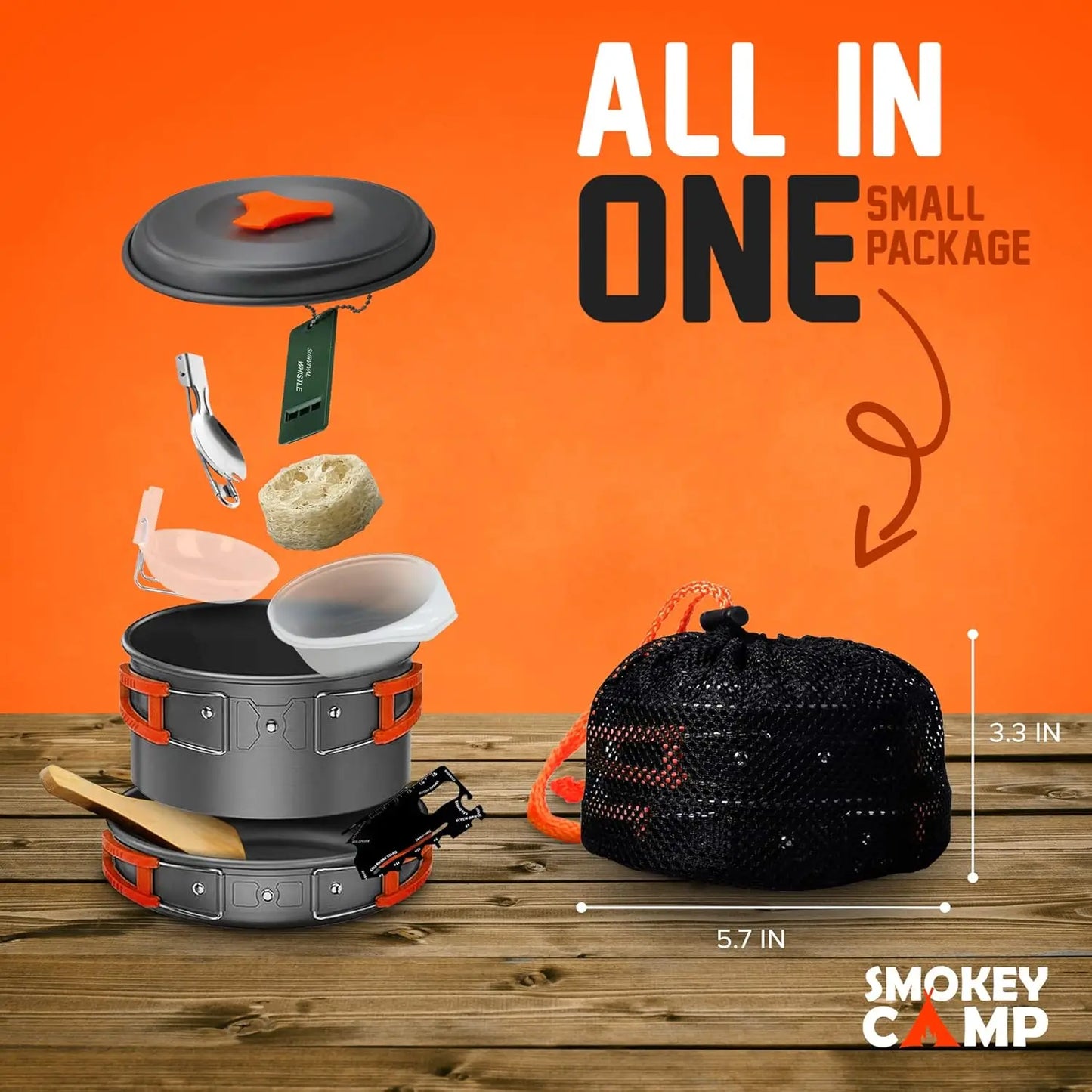 Backpacking Camping Mess Kit With Stove Nonstick Set