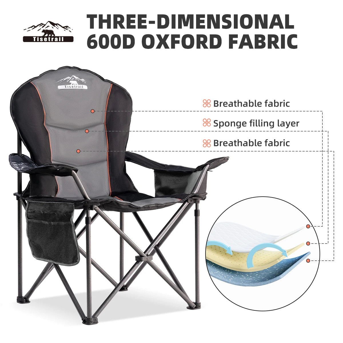 Tisetrail Oversized Camping Chair with Cooler and Padding