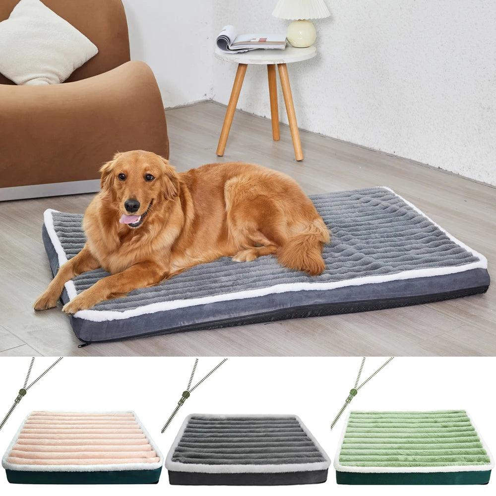 Removable Zipper Dog Bed Mat With Washable Cover For Pets