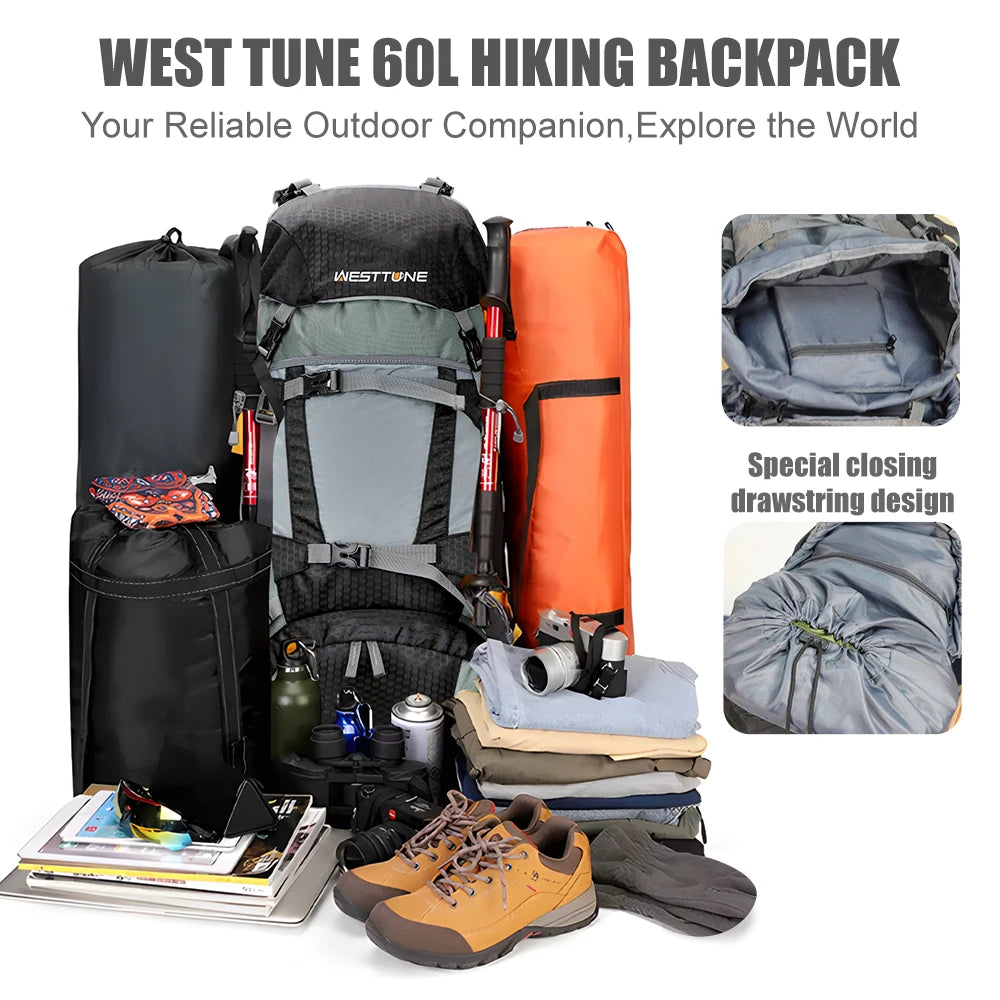 WestTune 60L Explorer Internal Frame Backpack Rain Cover