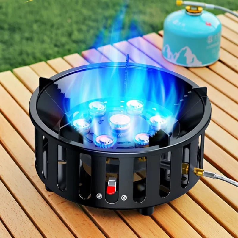 7 Core Camping Stove High Power Gas Burner Windproof