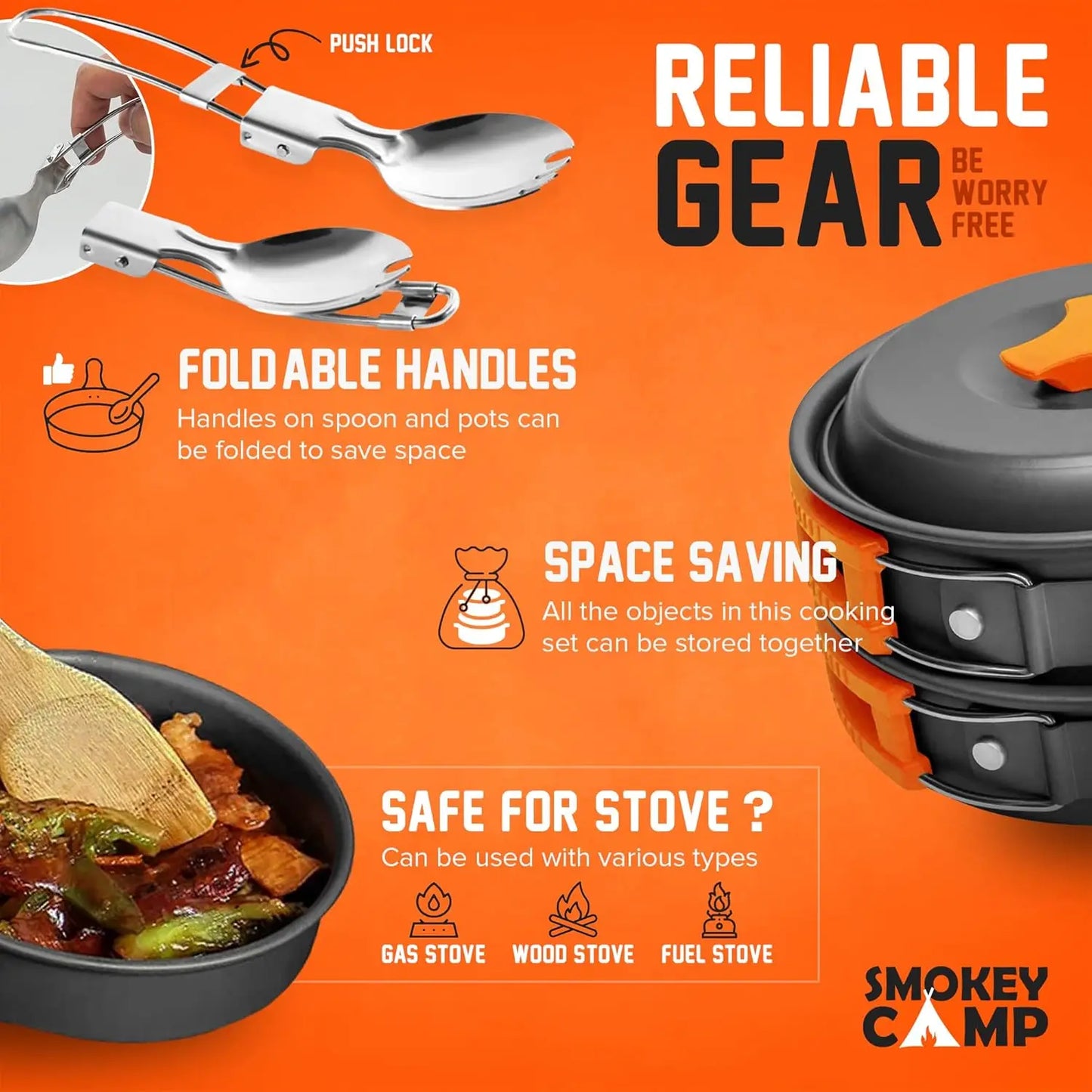 Backpacking Camping Mess Kit With Stove Nonstick Set