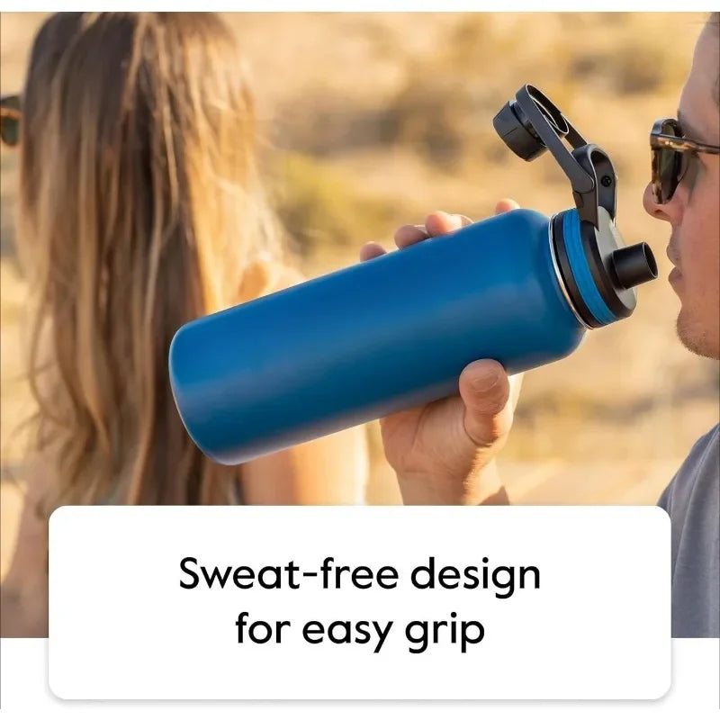 64 oz Double Wall Vacuum Insulated Black Stainless Steel Bottle