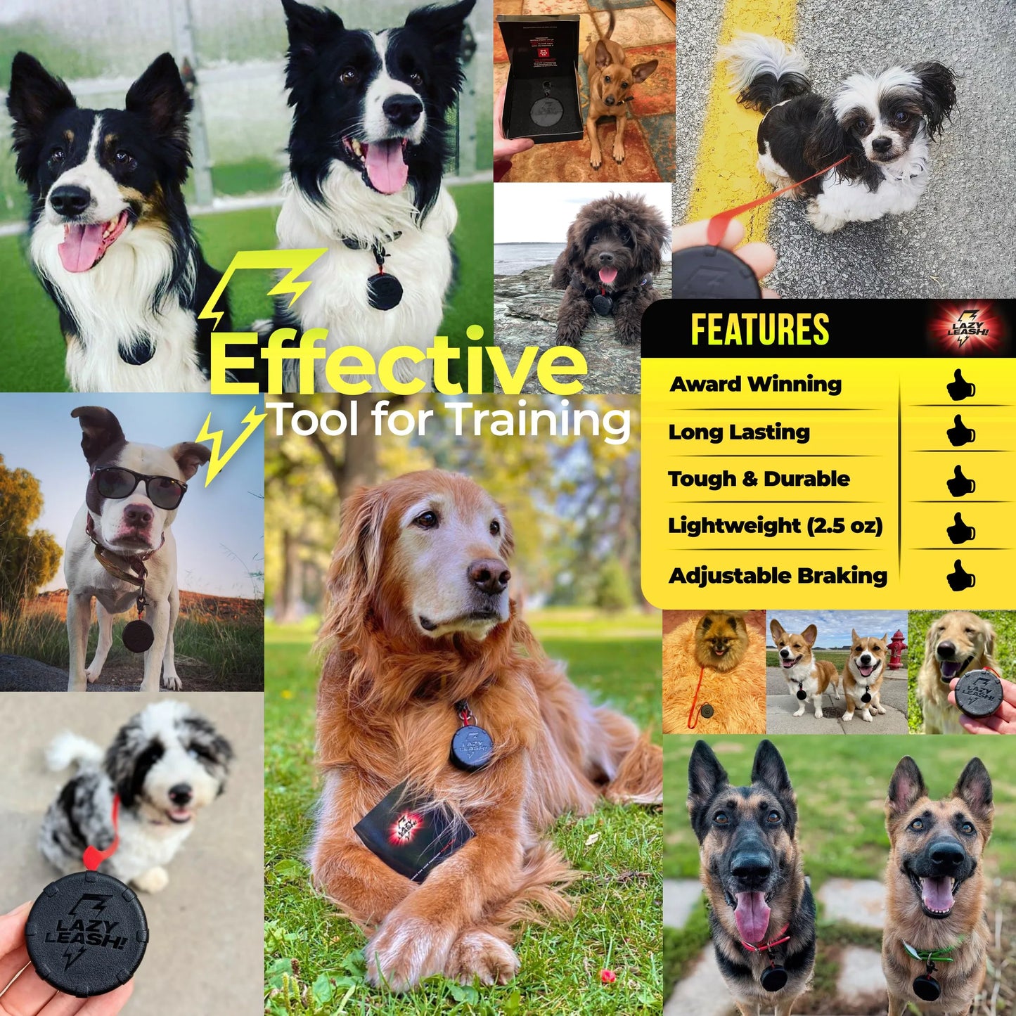 Safe Easy Lightweight Clip On Power Leash For Dogs Pro