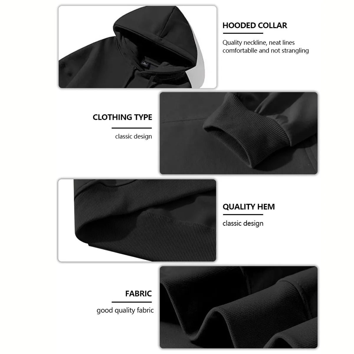 270g Heavyweight Hooded Sweatshirt for All Seasons Casual Wear