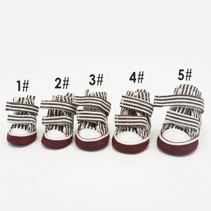 4 Pack Anti Slip Dog Shoes Breathable Canvas Boots Casual
