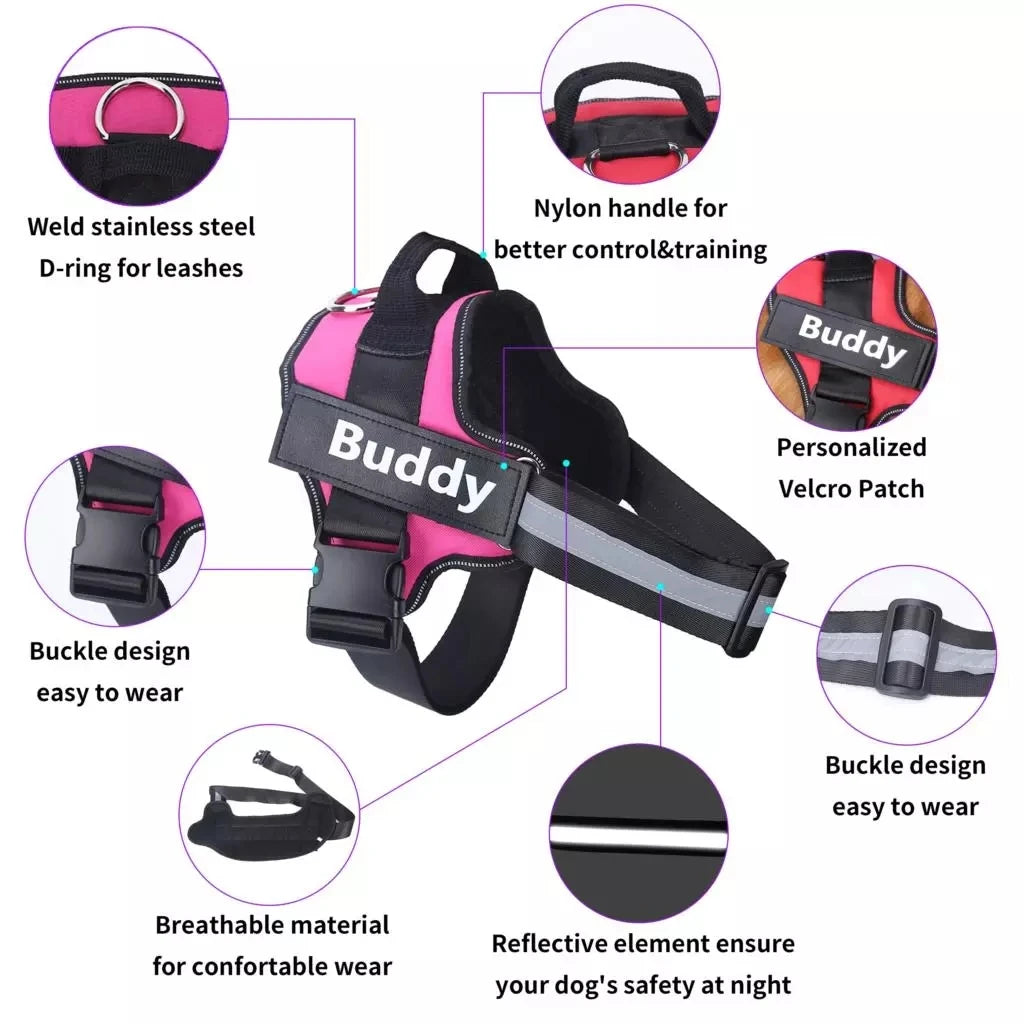 Personalized Reflective No Pull Dog Harness for Outdoor Walks