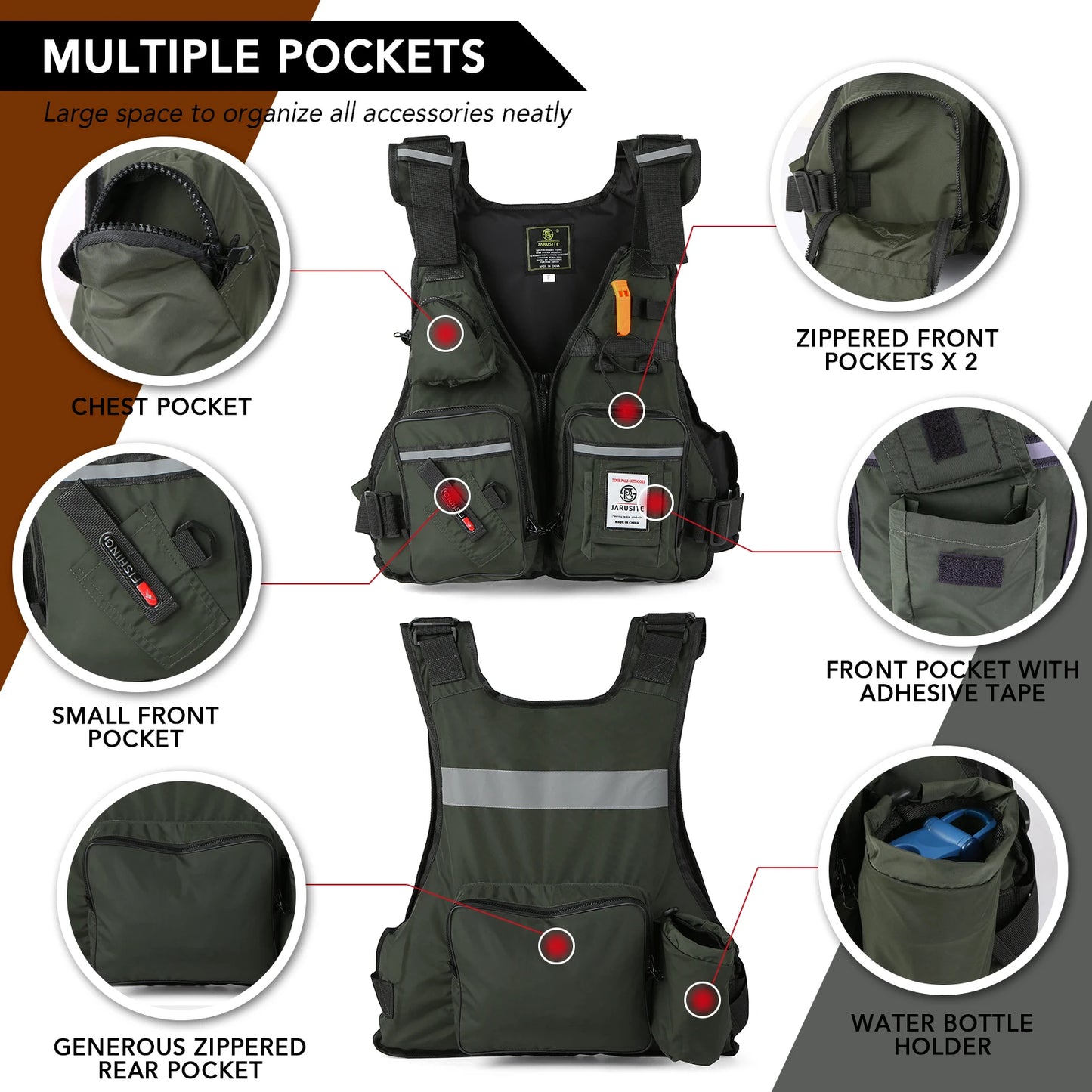 Men Professional Life Jacket Buoyancy Vest Waterproof