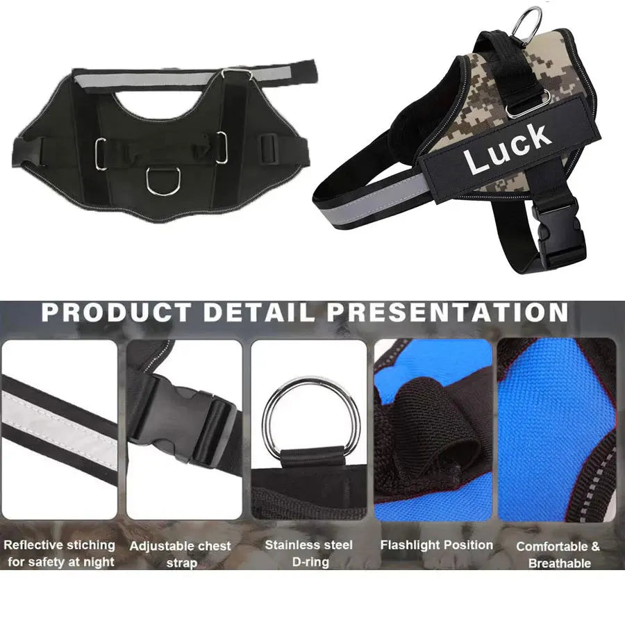 Customized Reflective Breathable Dog Harness With ID Patch