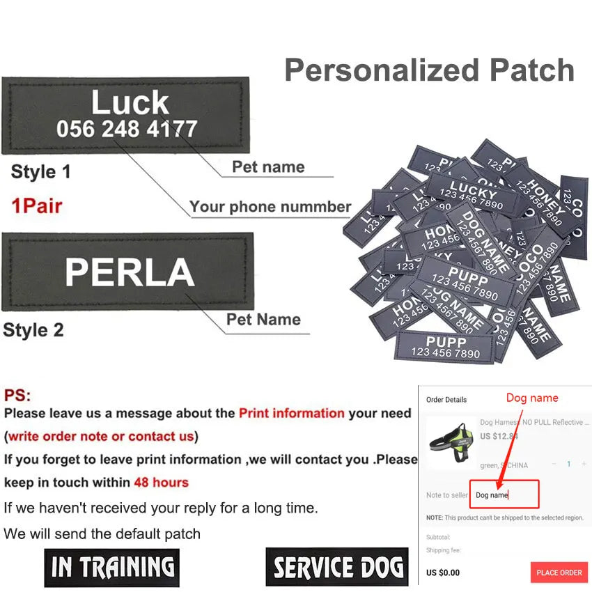 Customized Reflective Breathable Dog Harness With ID Patch