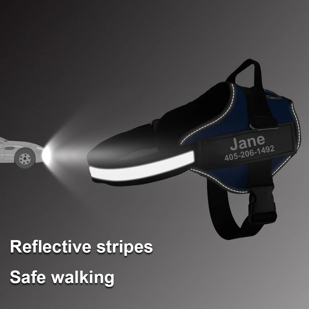 Customized Reflective Breathable Dog Harness With ID Patch