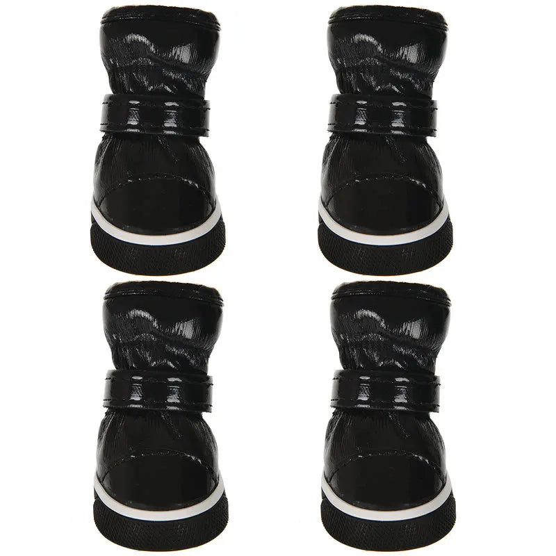 Four Piece Winter Dog Boots Snow Shoes Set Warm Fleece