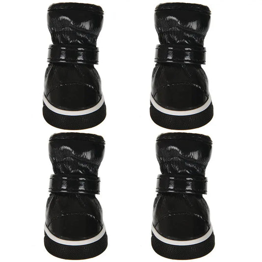 Four Piece Winter Dog Boots Snow Shoes Set Warm Fleece