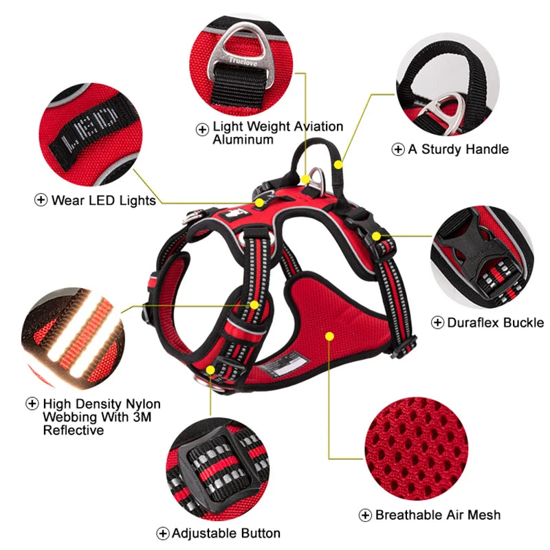Reflective No Pull Dog Harness Adjustable Nylon Vest