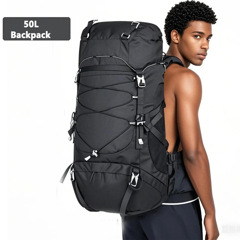 Men's Hiking Backpack 50L Waterproof Rucksack For Camping