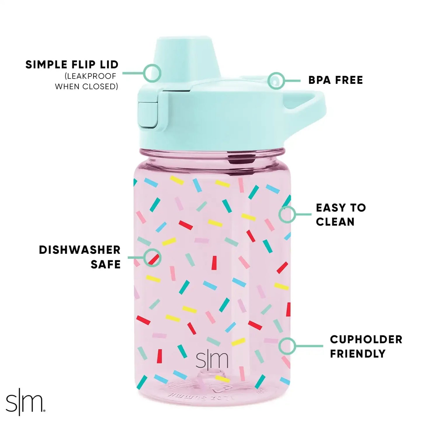 Reusable 12 fl oz Tritan Water Bottle with Silicone Straw Lid