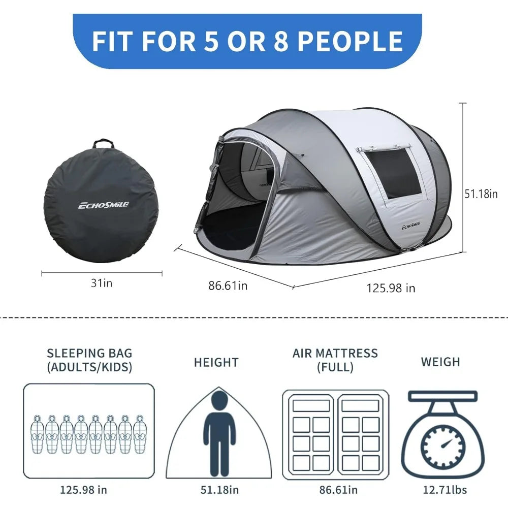 Camping Instant Pop Up Tent For 2 10 People Water Resistant