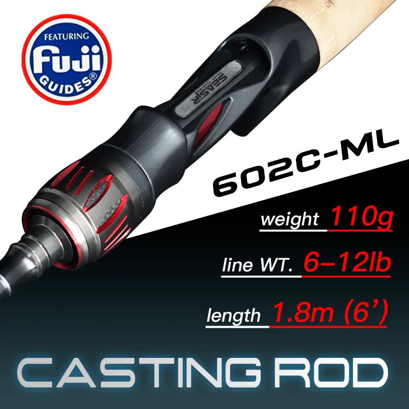 Seasir Carbon Fishing Rod with Fuji-O Guide Rings and Cork Handle