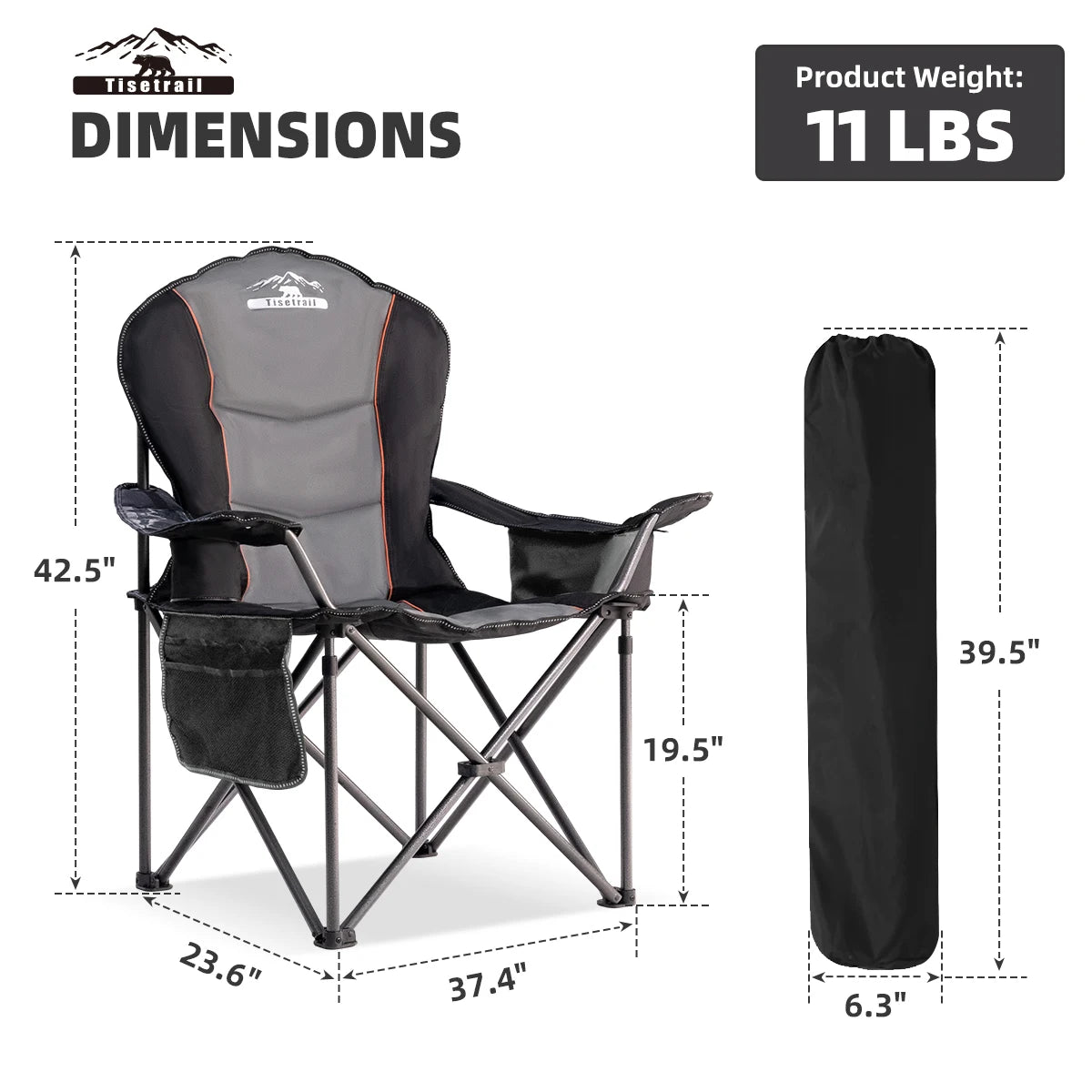 Tisetrail Oversized Camping Chair with Cooler and Padding
