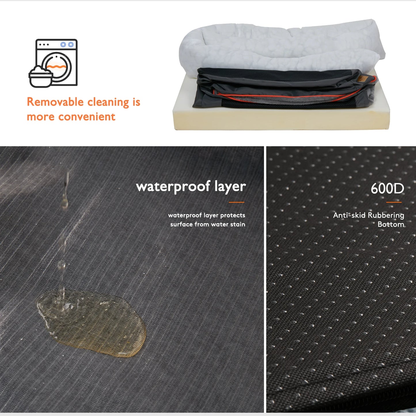 Orthopedic Dog Bed With Cotton Bolster Removable Cover