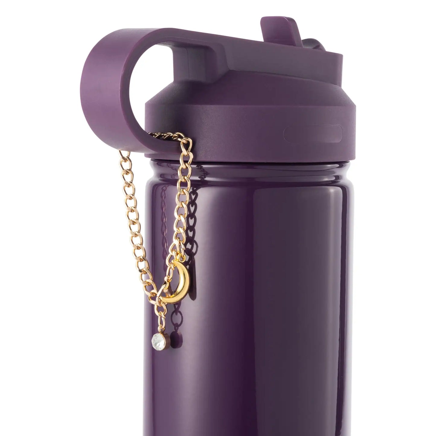 26 Ounce Purple Water Bottle with Straw Lid and Gold Charm