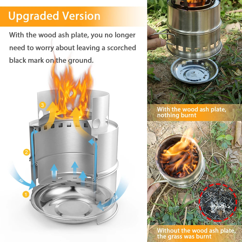 VGEBY Portable Folding Windproof Wood Burning Stove