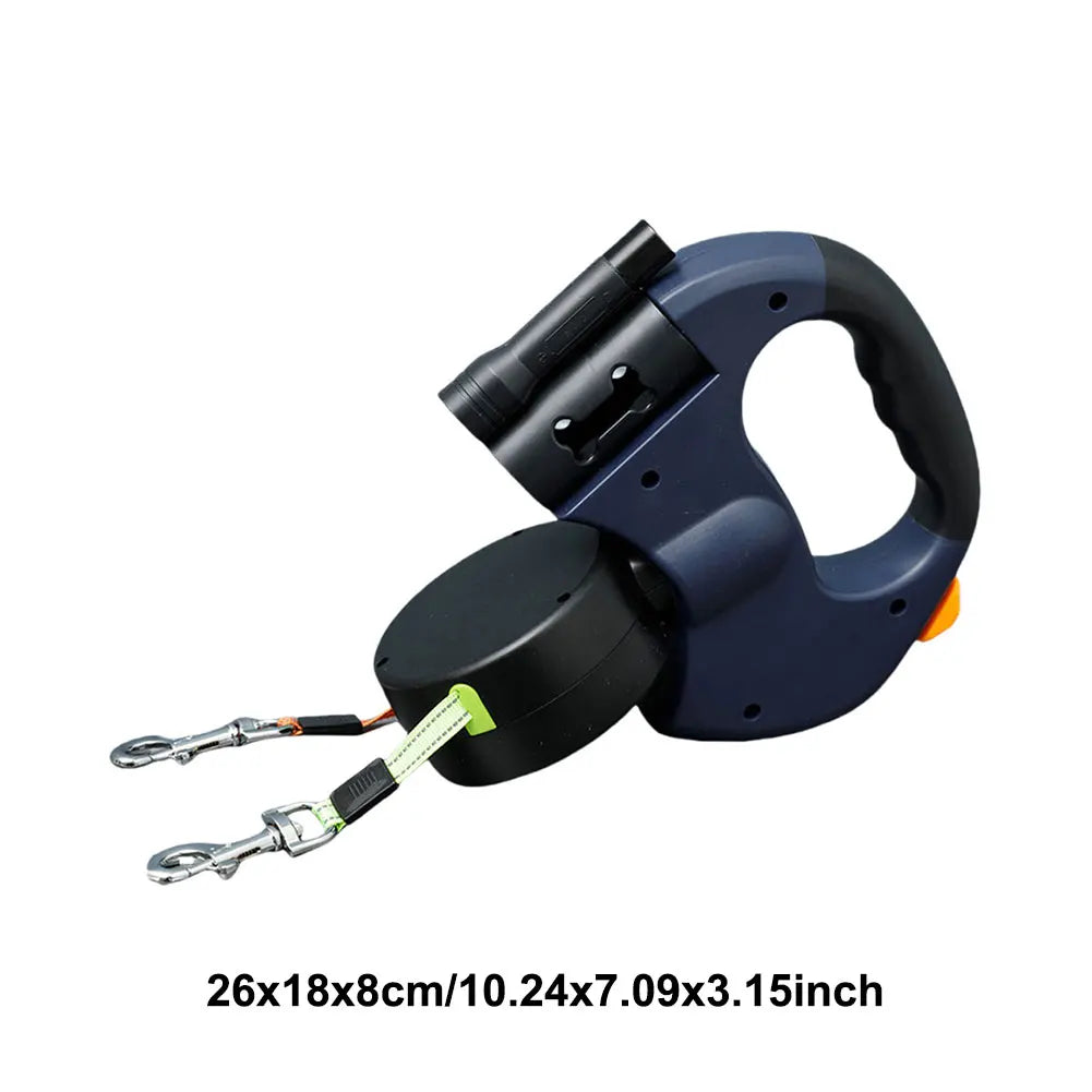 Double Headed Dog Leash With 360 Degree Swivel LED Light
