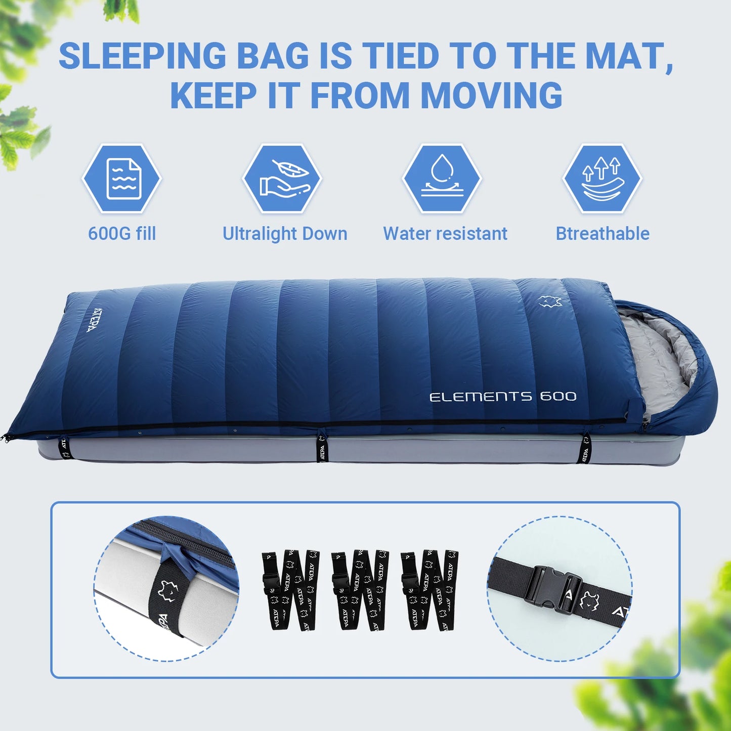 ATEP Super Long Hooded Down Sleeping Bag Waterproof Warm
