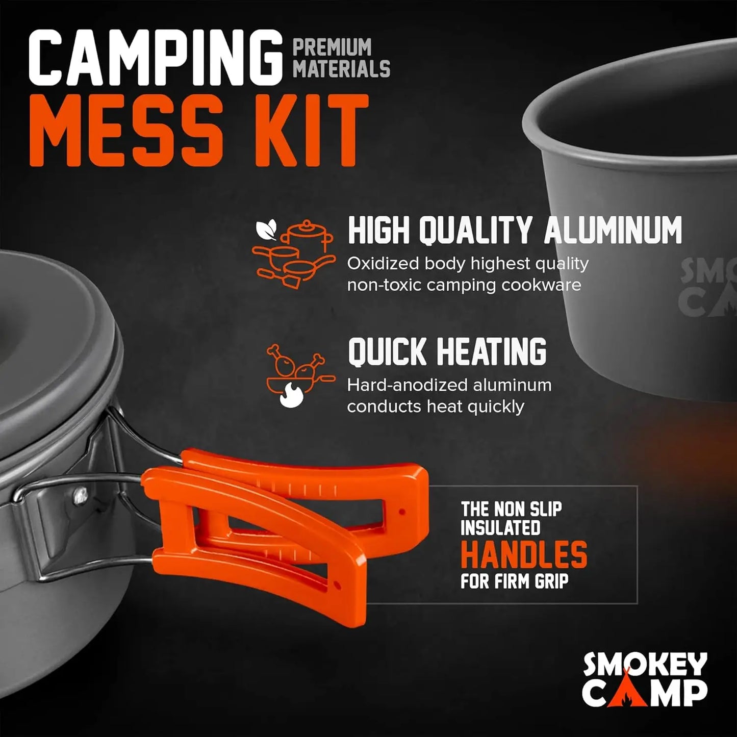 Backpacking Camping Mess Kit With Stove Nonstick Set
