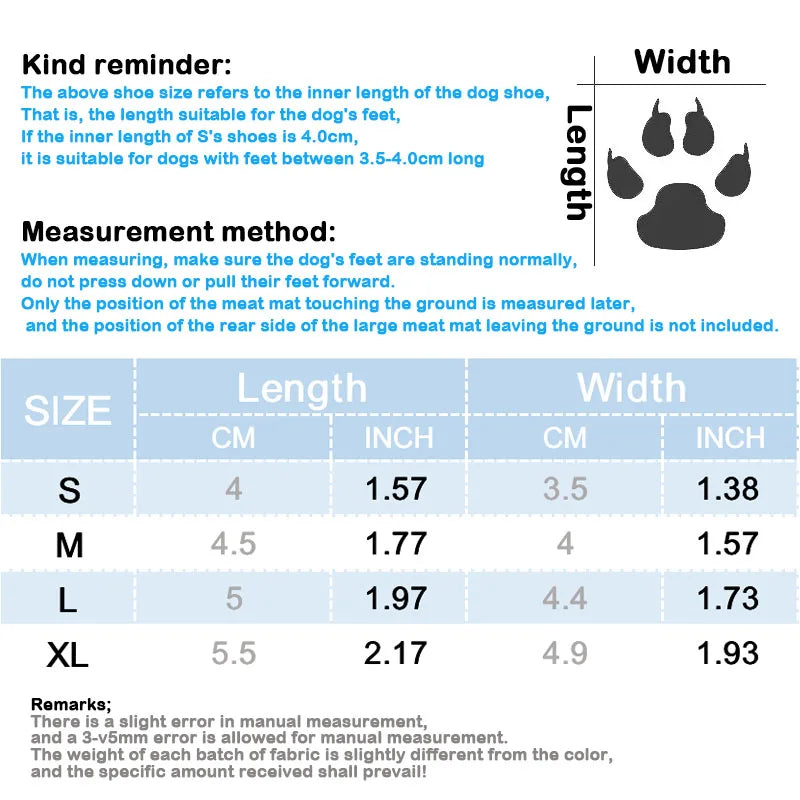 Winter Dog Boots 4Pcs Set Windproof Non Slip Small Dogs