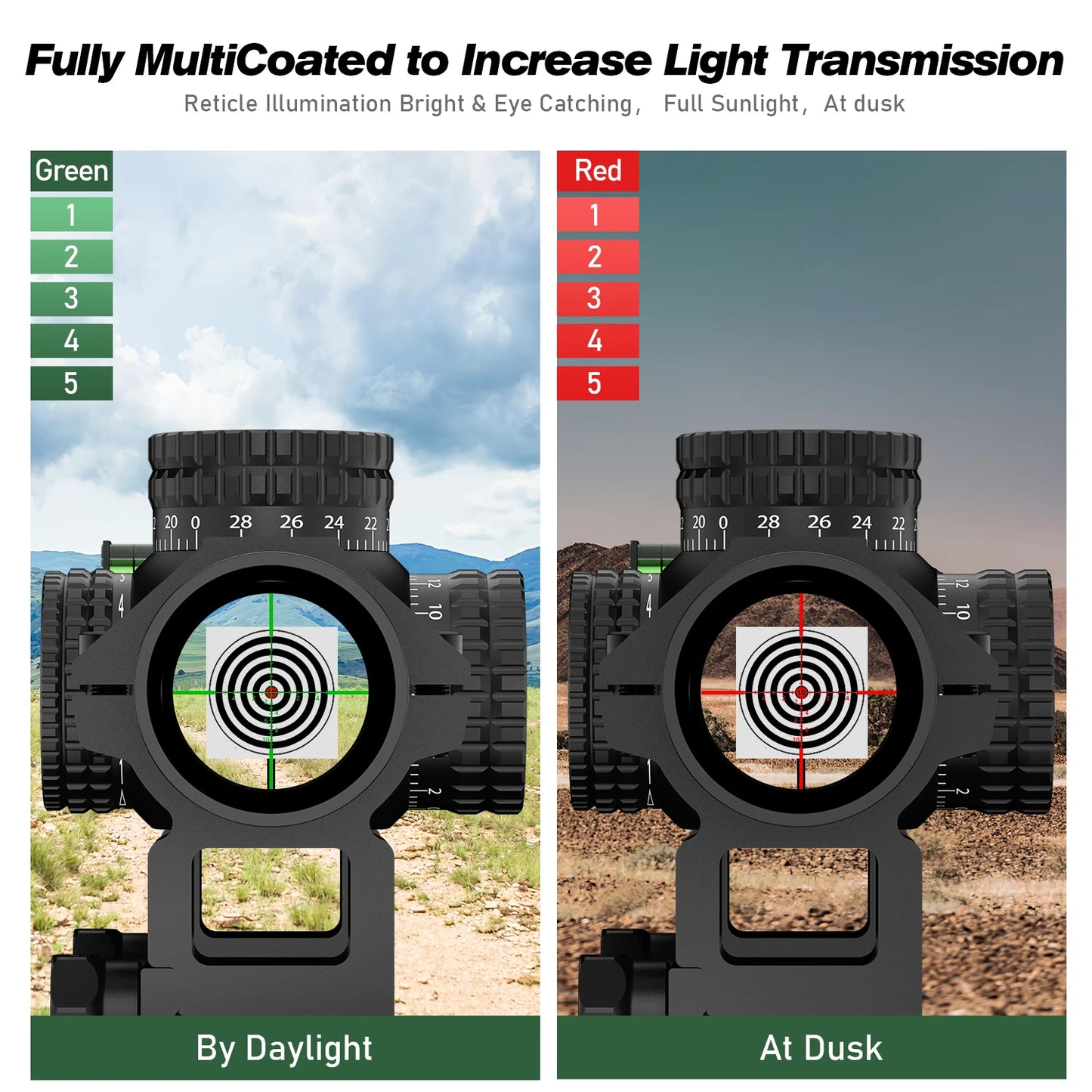 1-5X24 Tactical Optical Rifle Scope with Illuminated Reticle