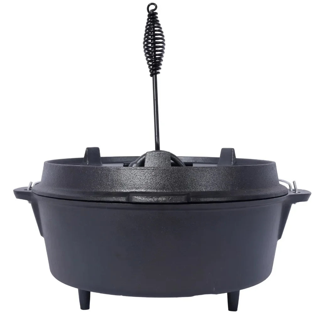 Preseasoned Cast Iron Dutch Oven for Camping Skillet Lid