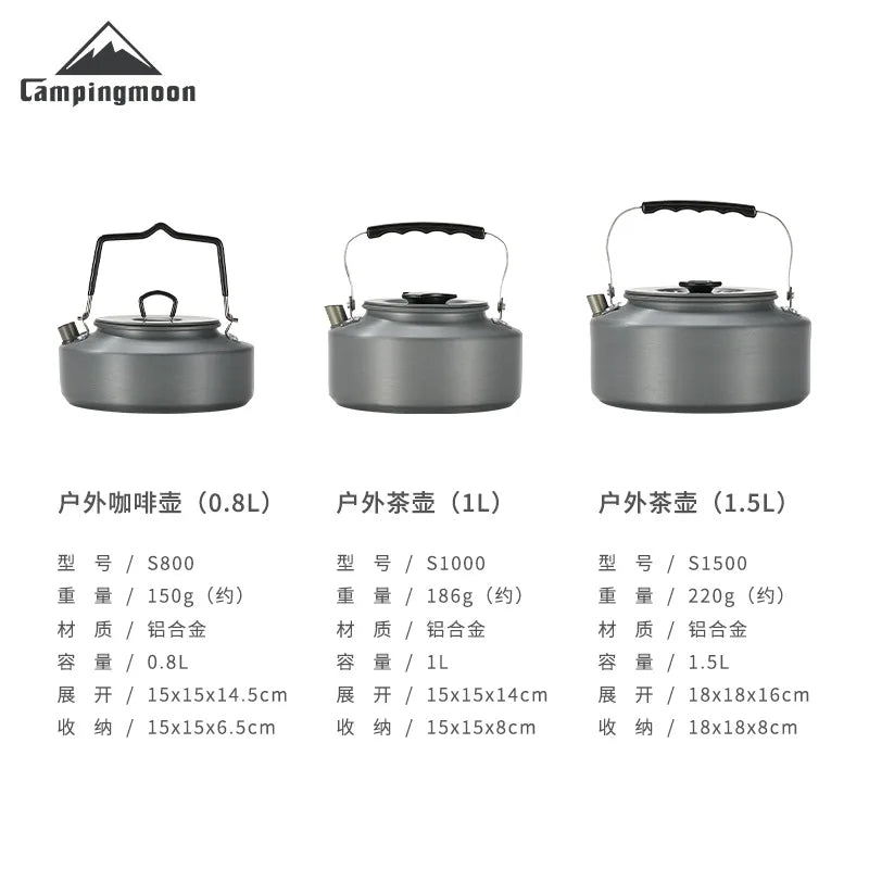 Campingmoon Outdoor Kettle Multi Use Alloy 0.8L 1L 1.5L