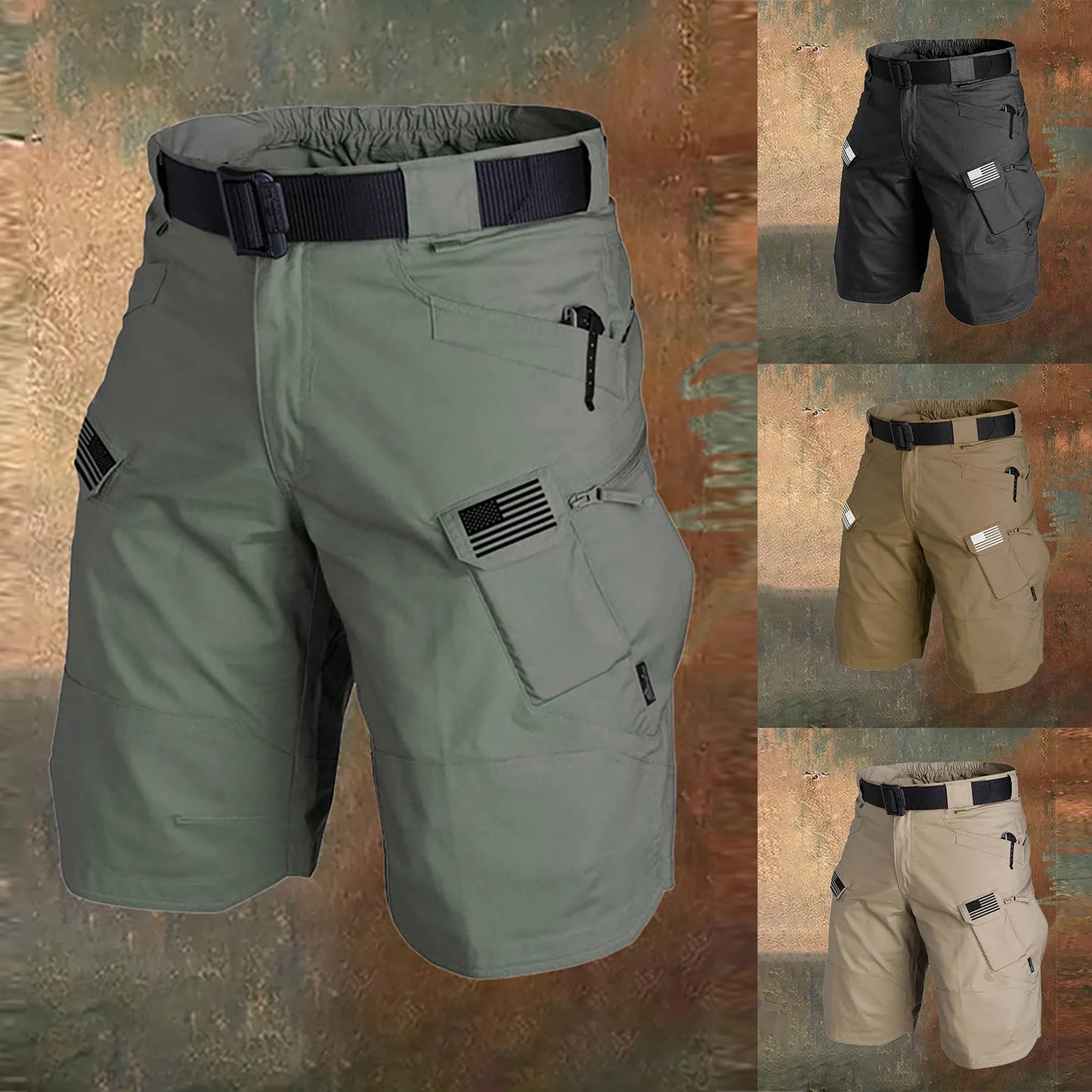NoEnName_Null Men's Waterproof Cargo Tactical Shorts Summer Outdoor