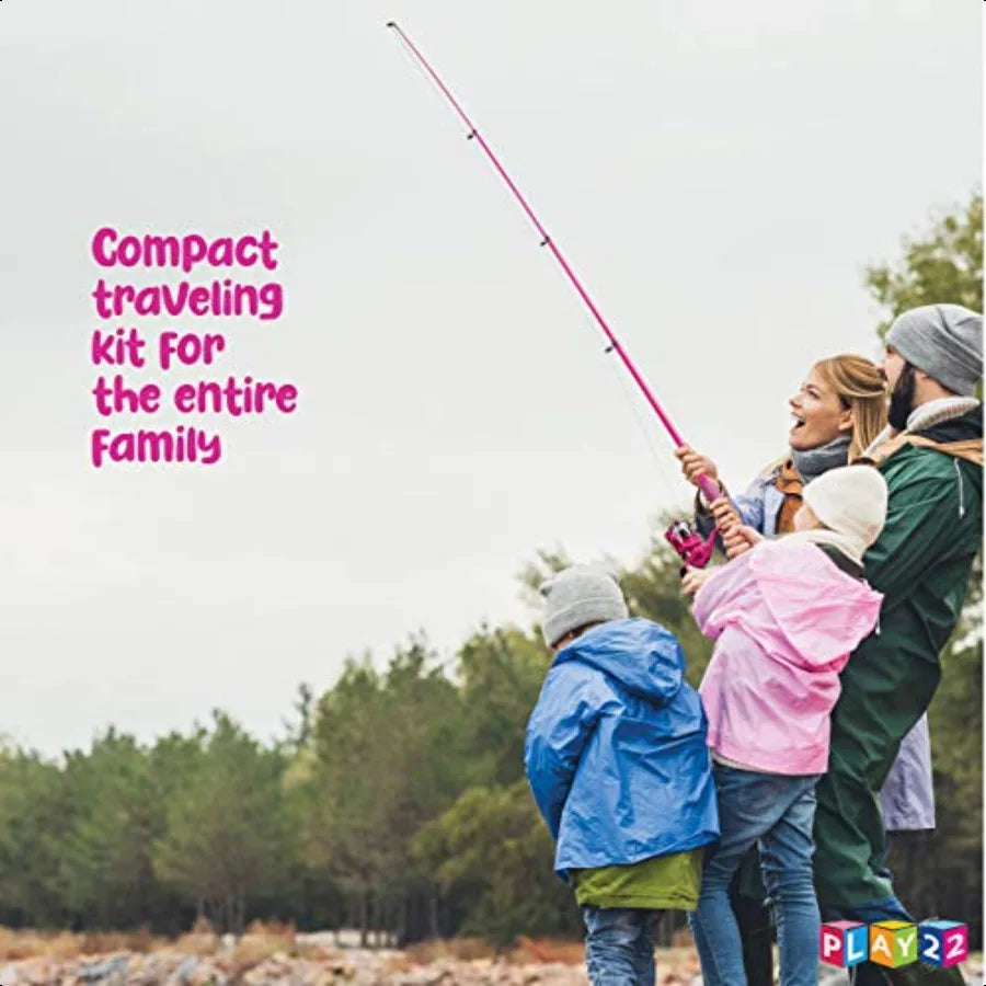 Play22 Pink Fishing Pole 40 Pc Combo Set for Youth Adventure