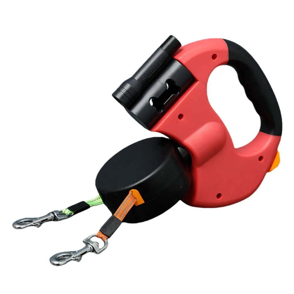 Double Headed Dog Leash With 360 Degree Swivel LED Light