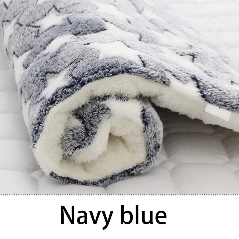 Flannel Pet Sleeping Mat Dog Bed Plush Plaid Cushion