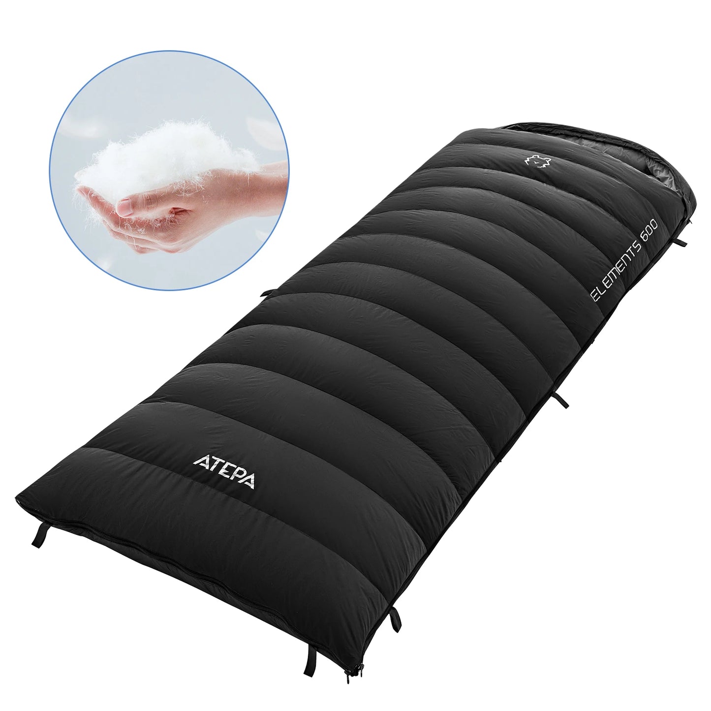 ATEP Super Long Hooded Down Sleeping Bag Waterproof Warm