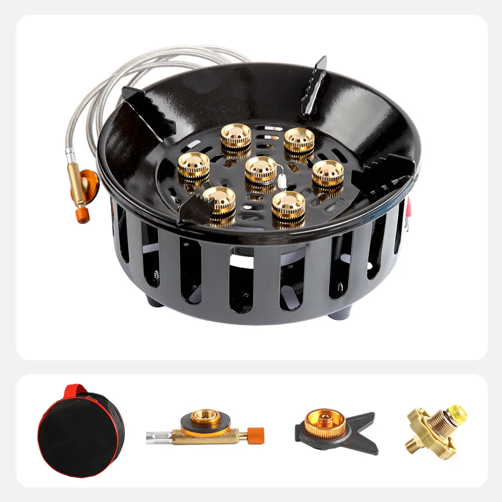 7 Core Camping Stove High Power Gas Burner Windproof