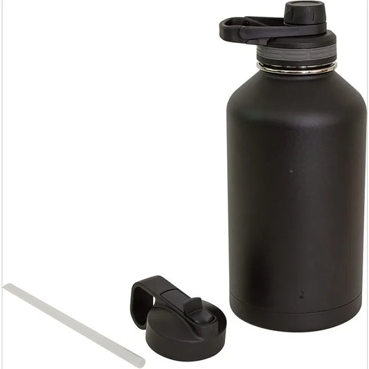 64 oz Double Wall Vacuum Insulated Black Stainless Steel Bottle
