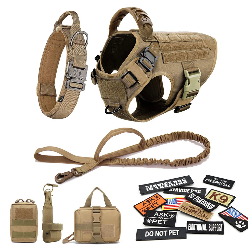 Military Large Dog Harness Vest With Leash And Patches