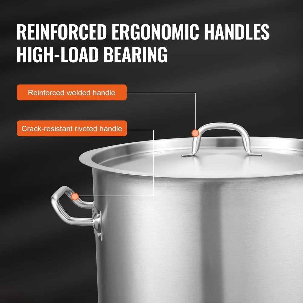 42 Quart Stainless Stockpot Induction Compatible Heavy Duty