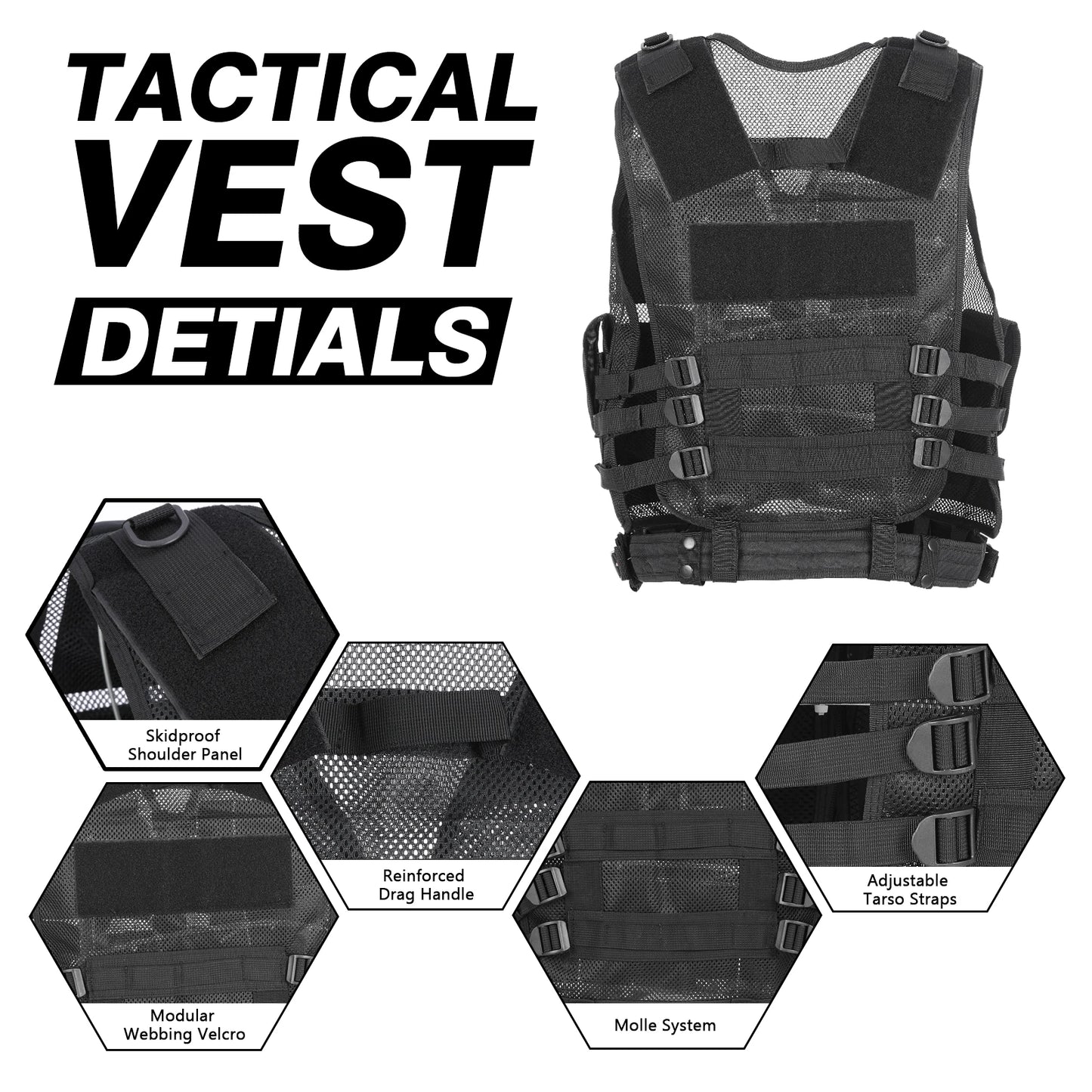 TOMSHOO Tactical Multi-Pocket Combat Vest for Outdoor Activities