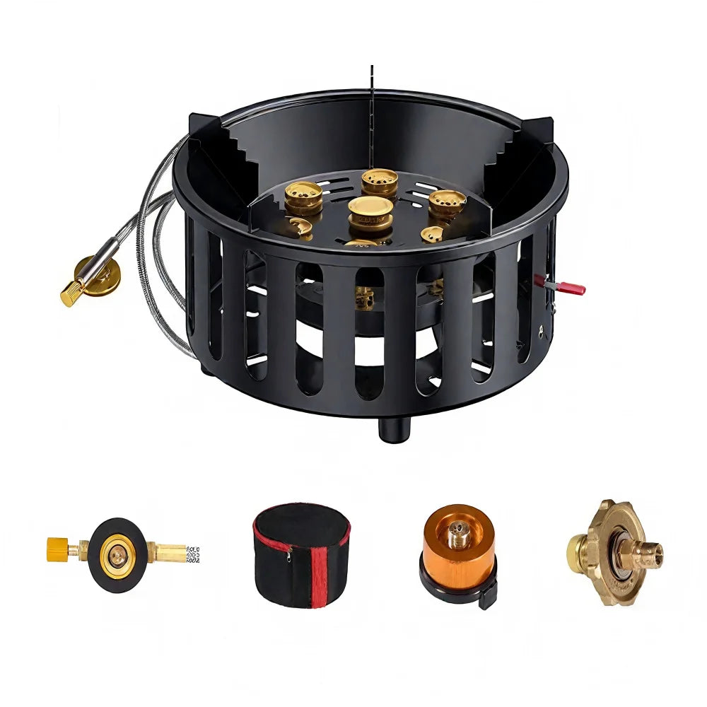 7 Core Camping Stove High Power Gas Burner Windproof