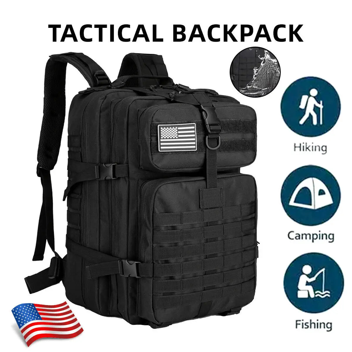45L Military Tactical Backpack Molle Rucksack Outdoor Travel